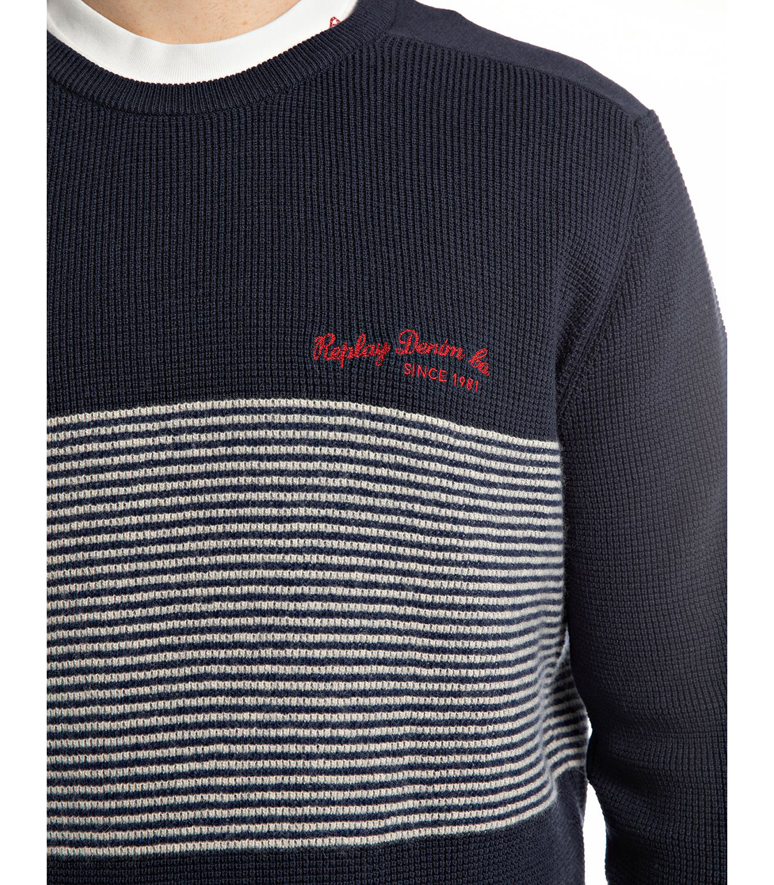 コットンウールバイカラー ワッフルニット 詳細画像 インディゴ 4